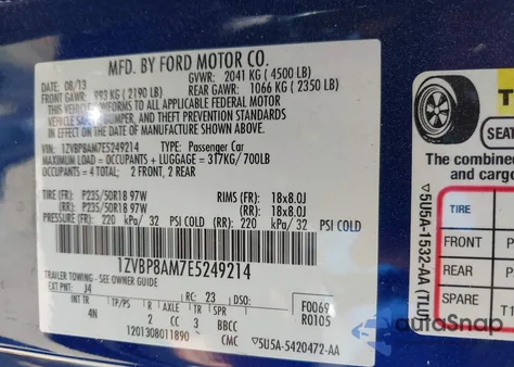 2014 Ford Mustang V6 Premium z USA, uszkodzony, nr VIN 1ZVBP8AM7E5249214